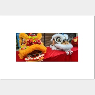 Colorful Chinese Dragon masks on a festival 1 Posters and Art